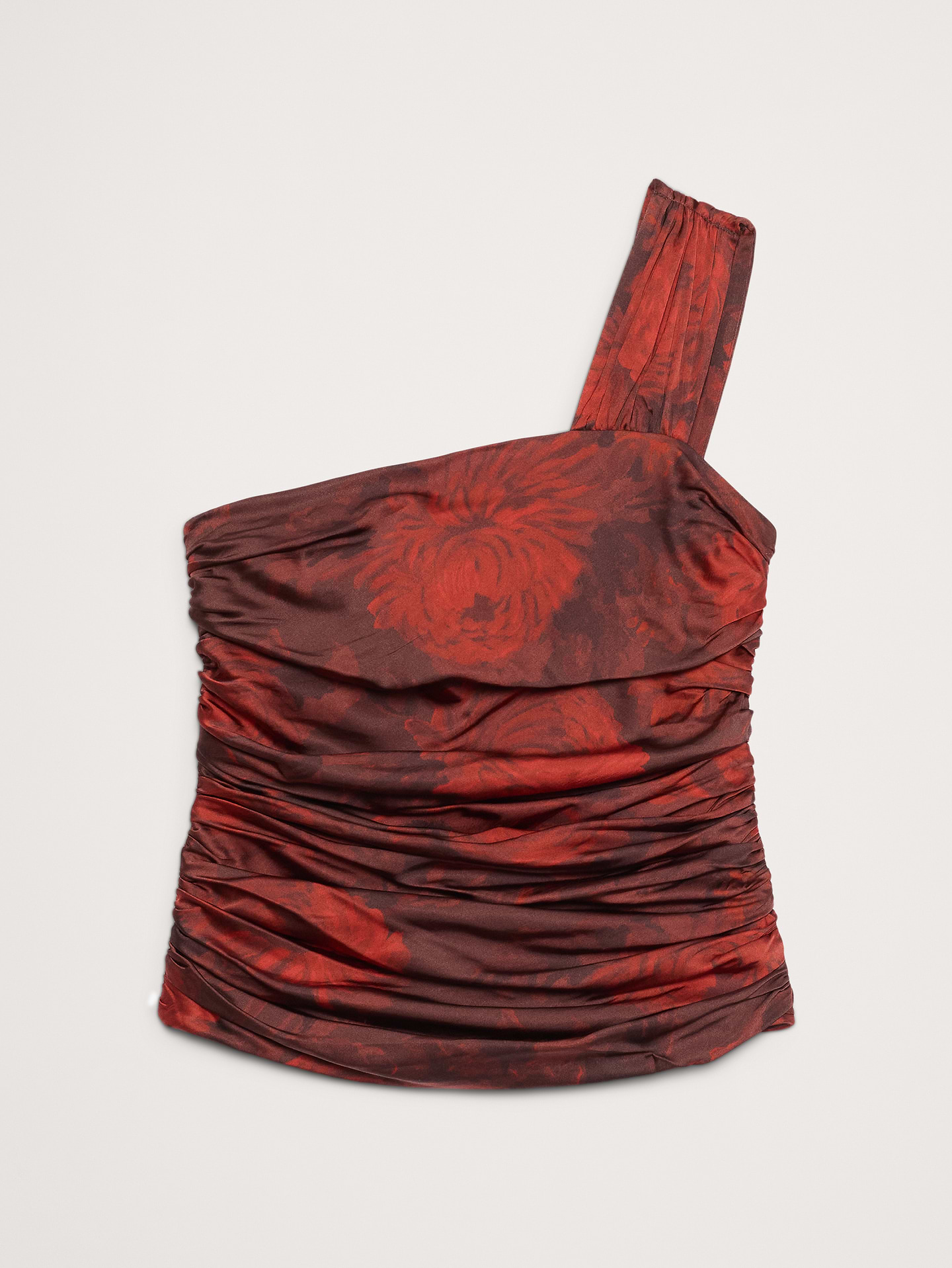 Image number 8 showing, Stretch-Satin Ruched One-Shoulder Top