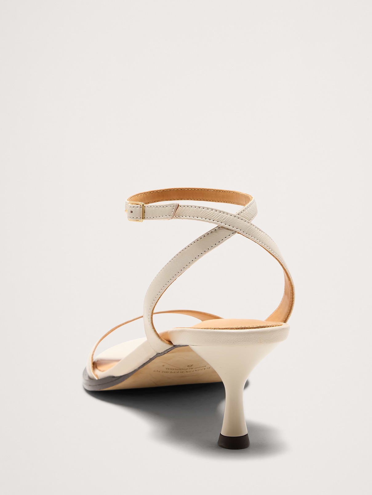Image 4 of 6, Italian Leather Kitten-Heel Sandal