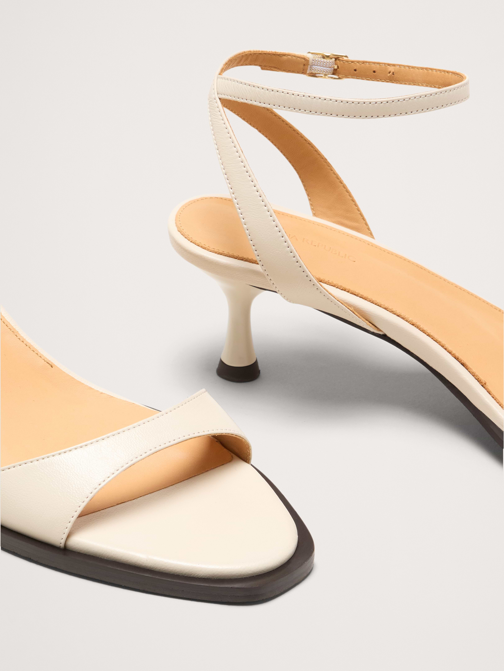 Image 6 of 6, Italian Leather Kitten-Heel Sandal