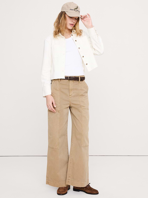 Denim Cropped Utility Shirt