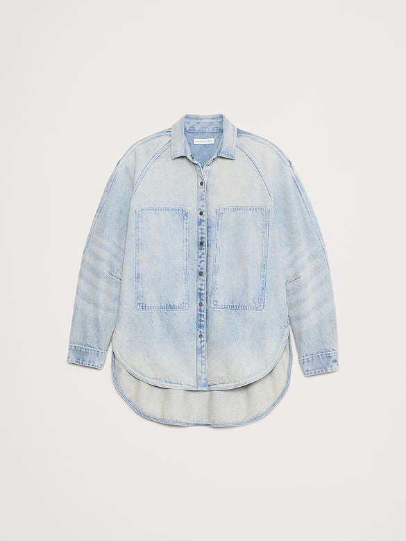 Oversized Denim Utility Pocket Shirt