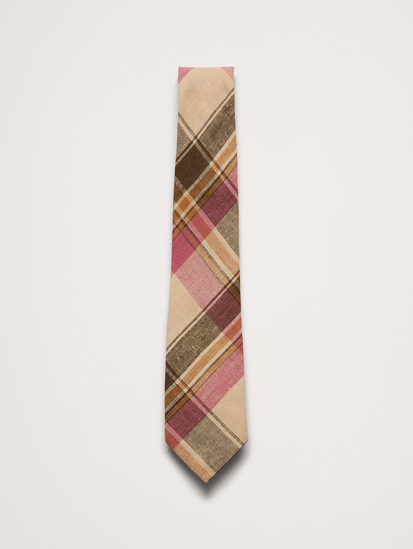 Plaid Linen Tie