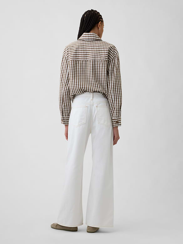 High Rise Drawstring Wide-Leg Jeans