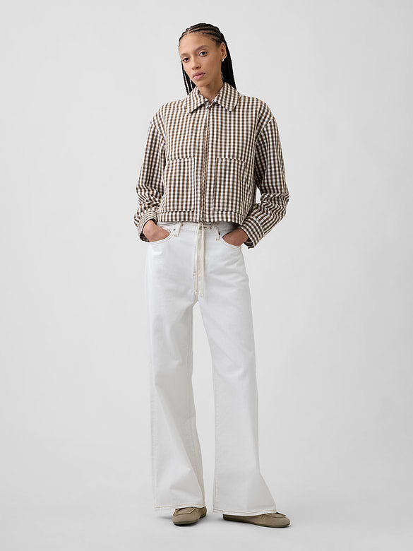 High Rise Drawstring Wide-Leg Jeans