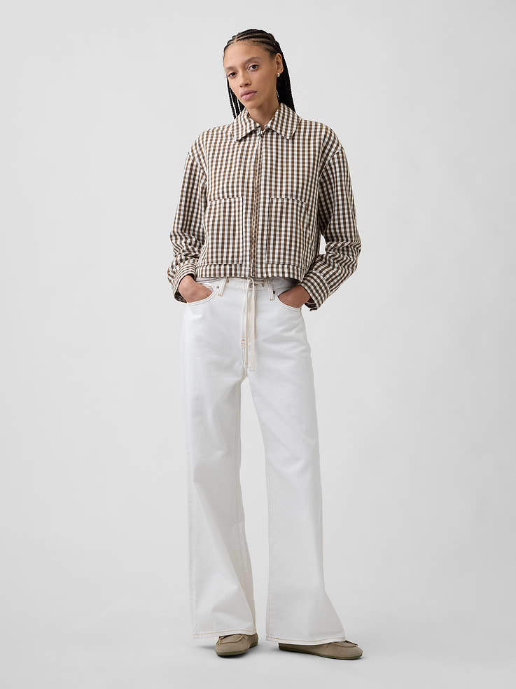 Image number 1 showing, High Rise Drawstring Wide-Leg Jeans