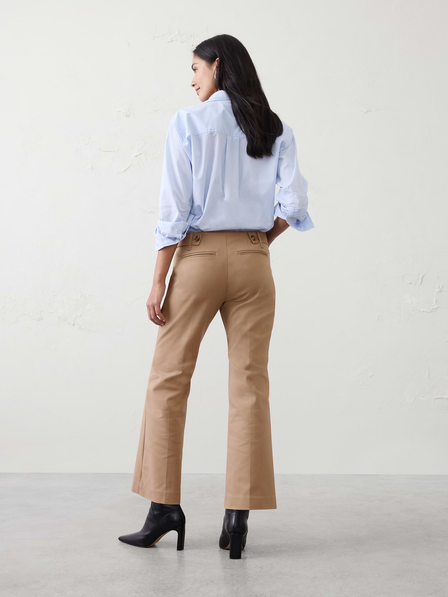 Image number 2 showing, Kick-Flare Mid-Rise Sateen Ankle Pant