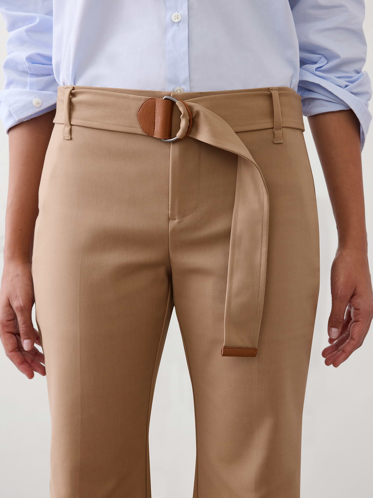 Image number 3 showing, Kick-Flare Mid-Rise Sateen Ankle Pant