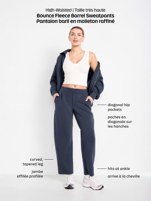 Image number 8 showing, High-Waisted Bounce Fleece Barrel Sweatpants