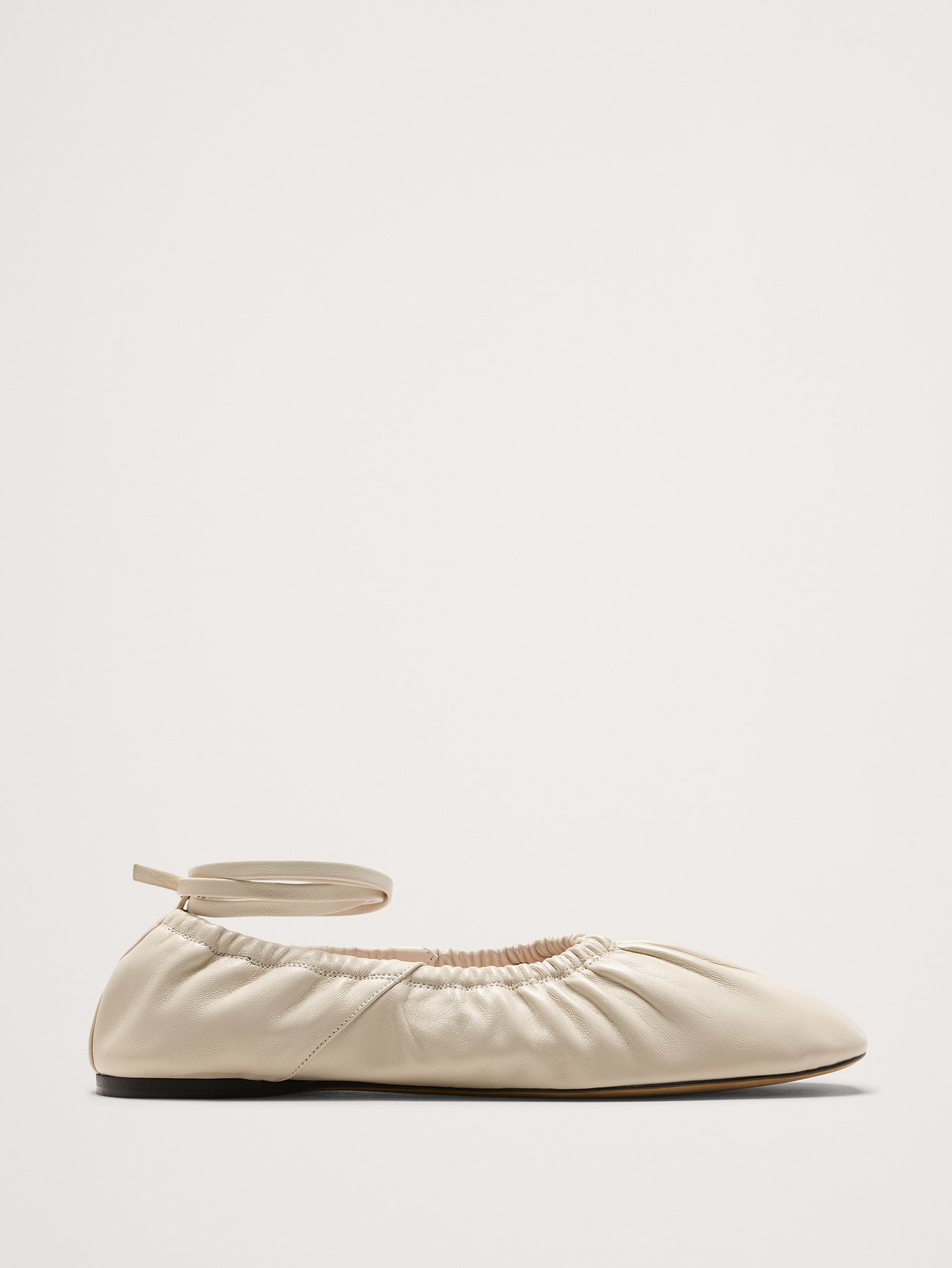 Image number 1 showing, Ruched Leather Ballet Flat