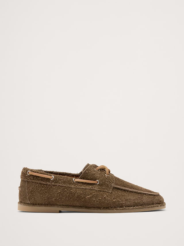 Textured Italian Suede Boat Shoe