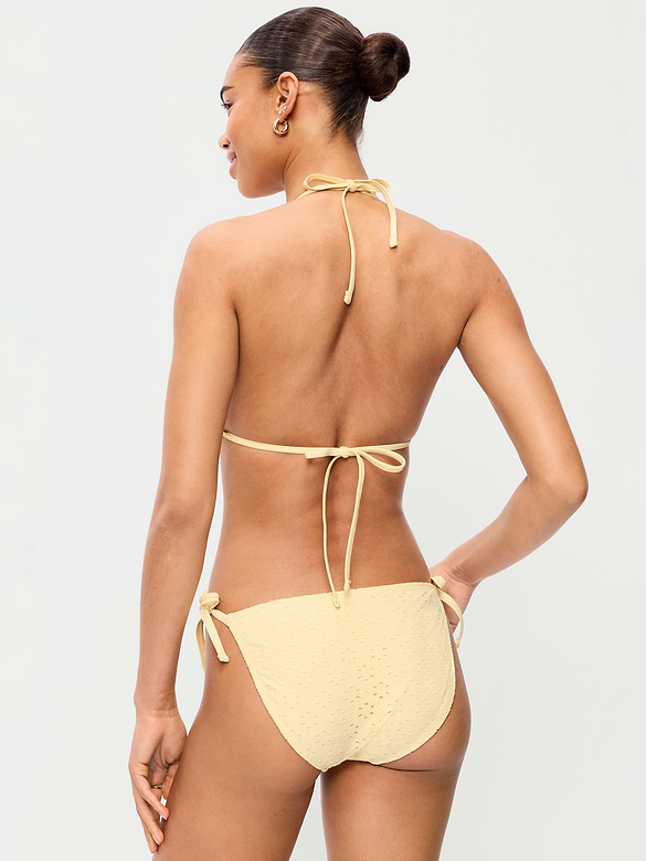 Eyelet Triangle String Bikini Swim Top
