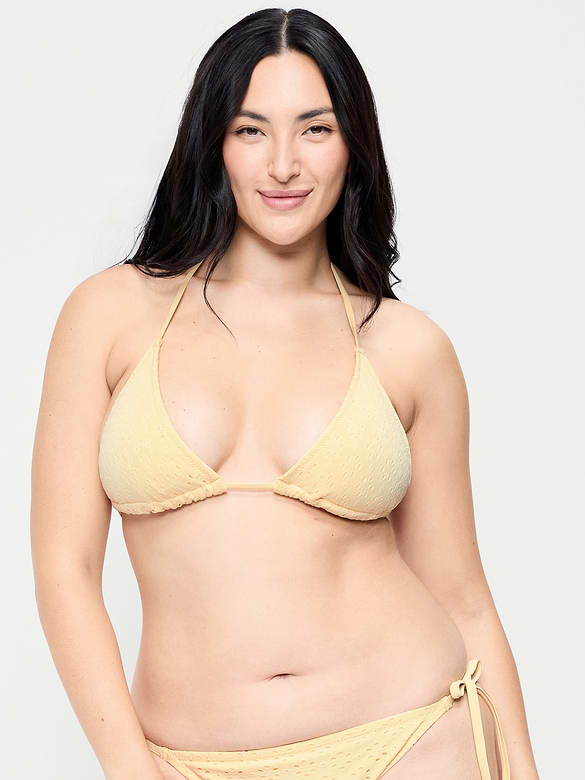 Eyelet Triangle String Bikini Swim Top