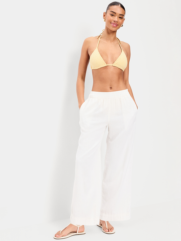 Eyelet Triangle String Bikini Swim Top