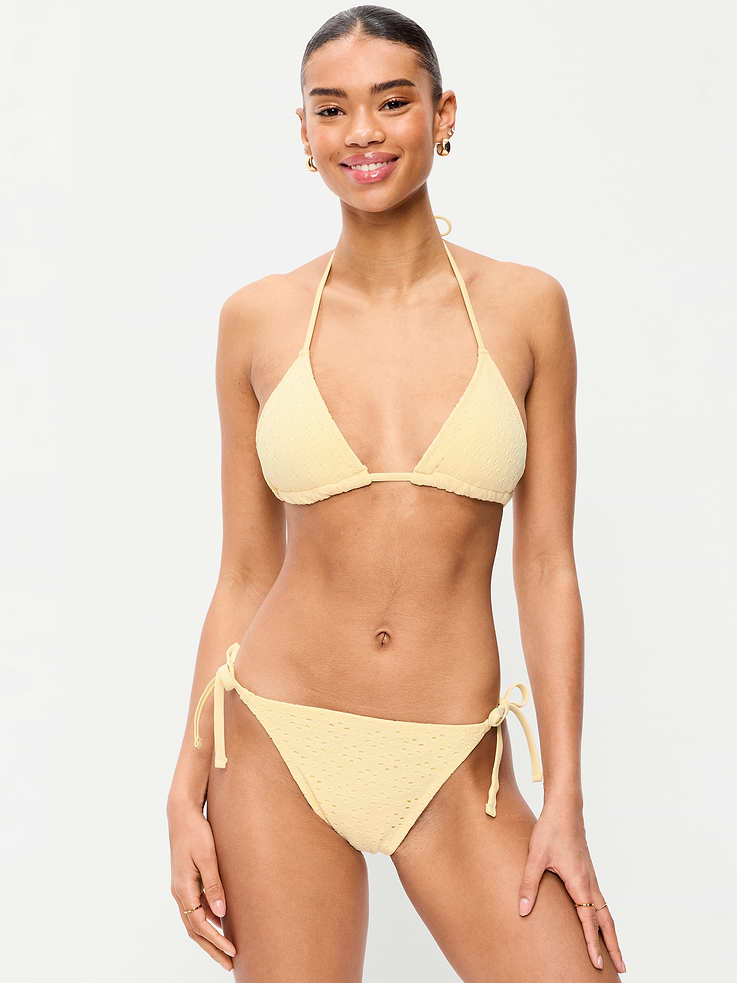 Image number 1 showing, Eyelet Triangle String Bikini Swim Top
