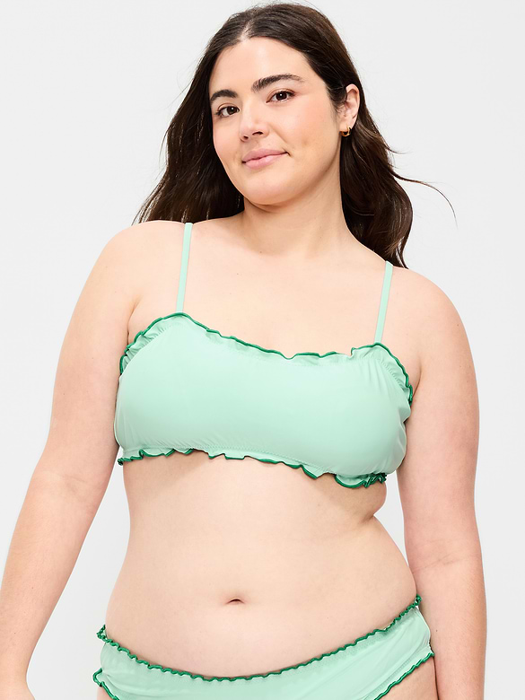 Scoop-Neck Ruffle Swim Top