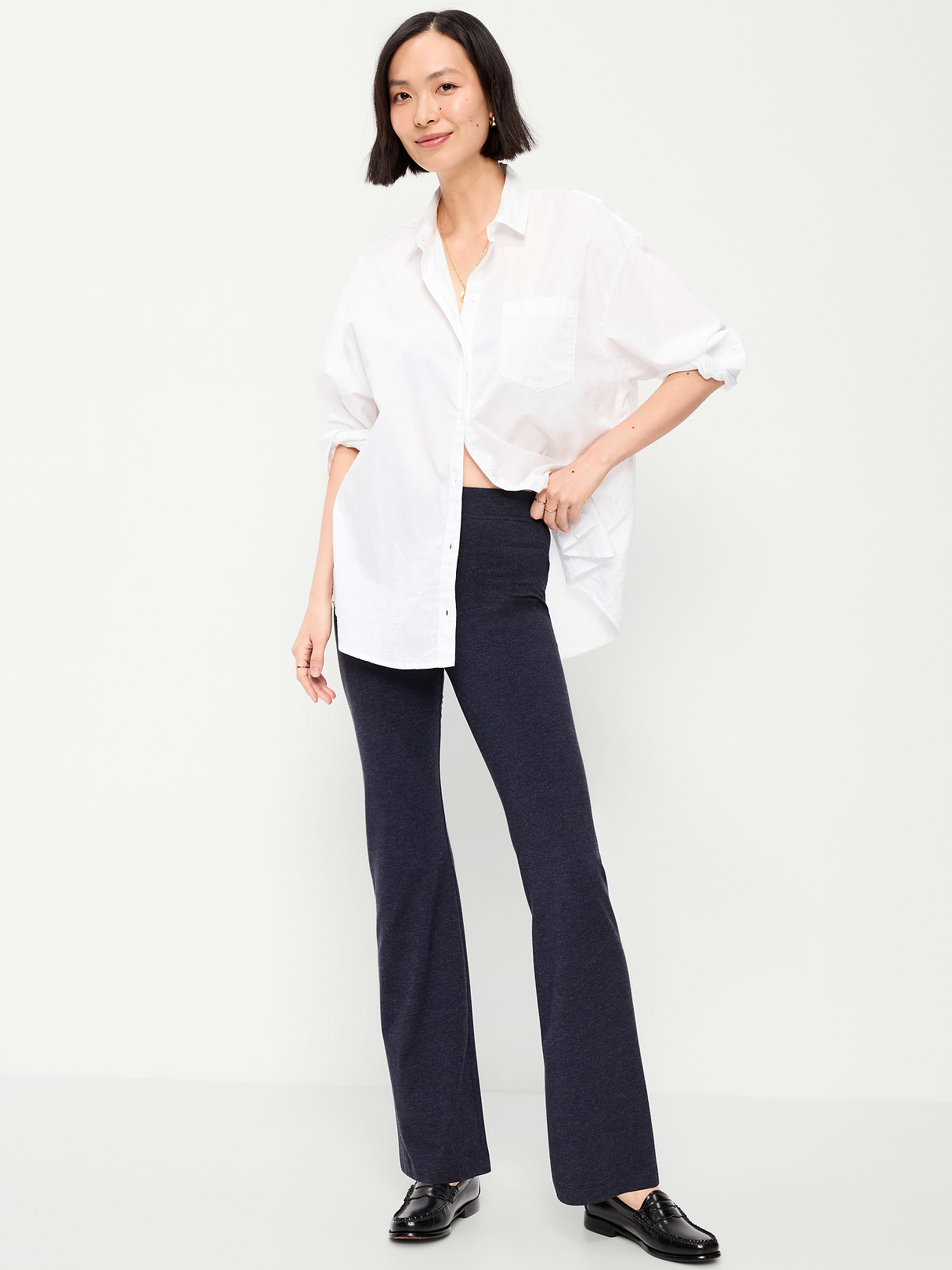 High-Waisted Fashion Flare Leggings - In the Navy by Old Navy