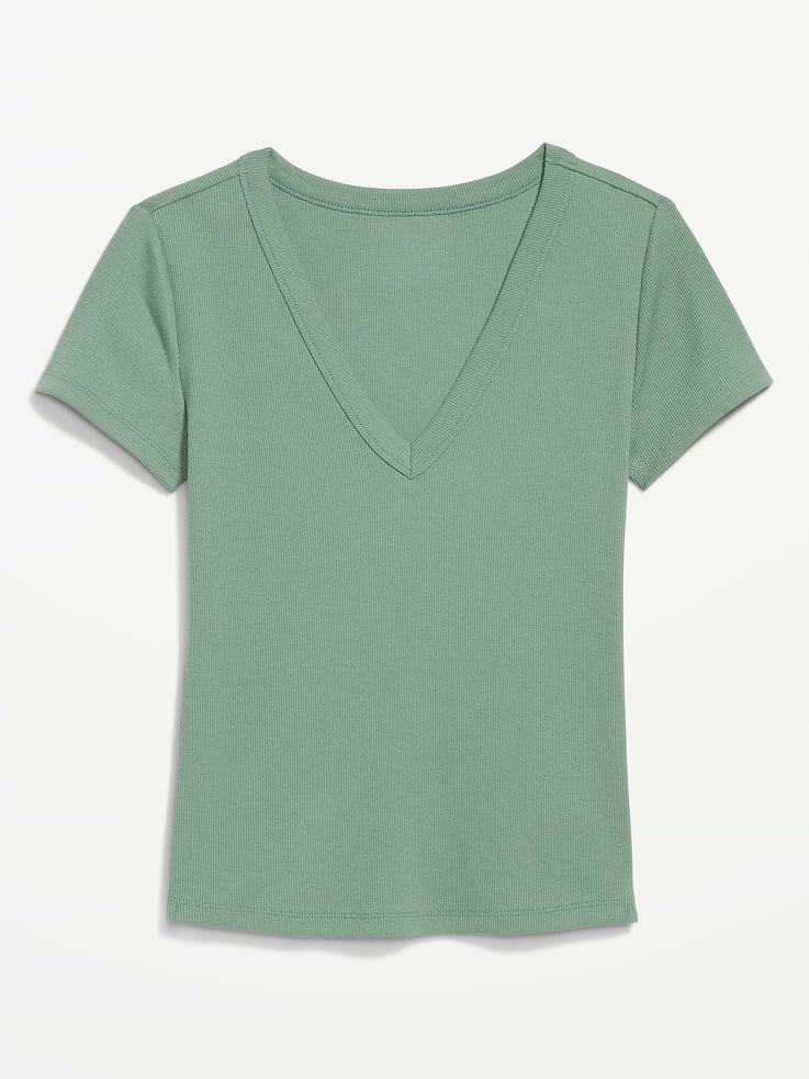 Image number 4 showing, Snug V-Neck Crop T-Shirt