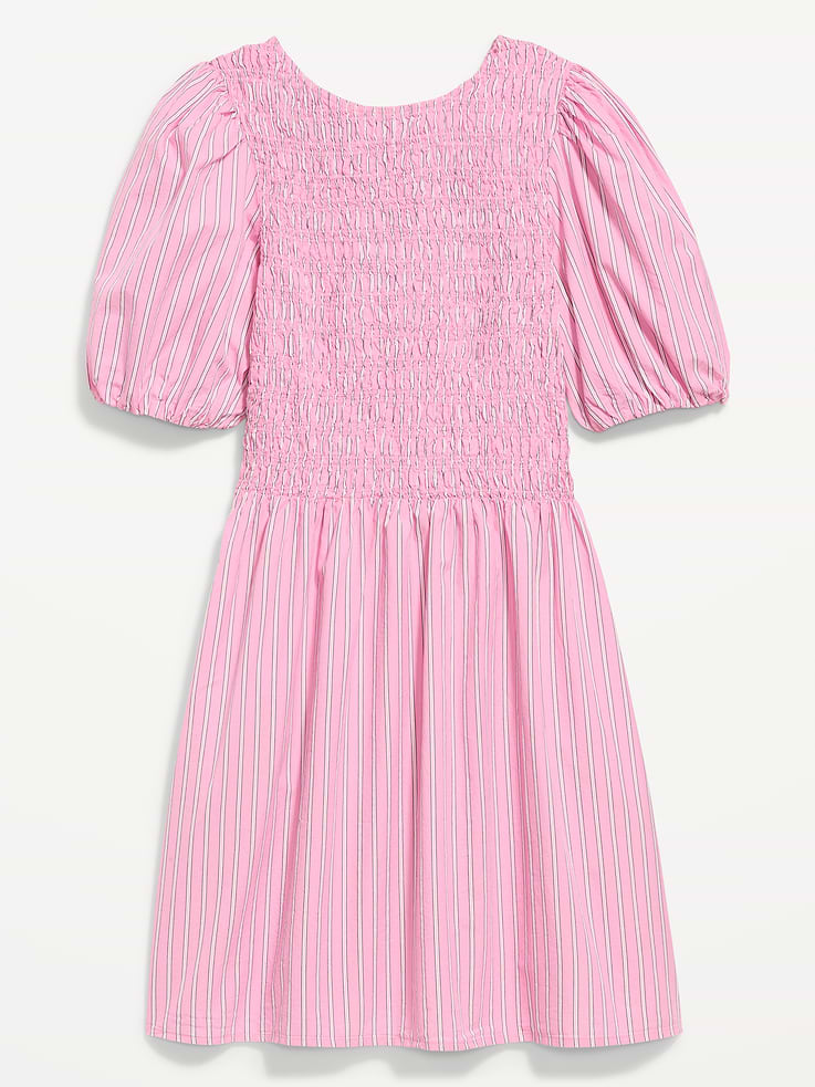 Image number 5 showing, Smocked Puff-Sleeve Flare Mini Dress