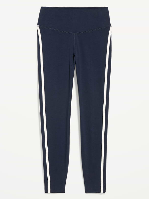 High-Waisted PowerChill Side-Striped 7/8 Cotton Leggings