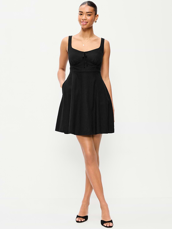 Fit & Flare Linen Mini Dress
