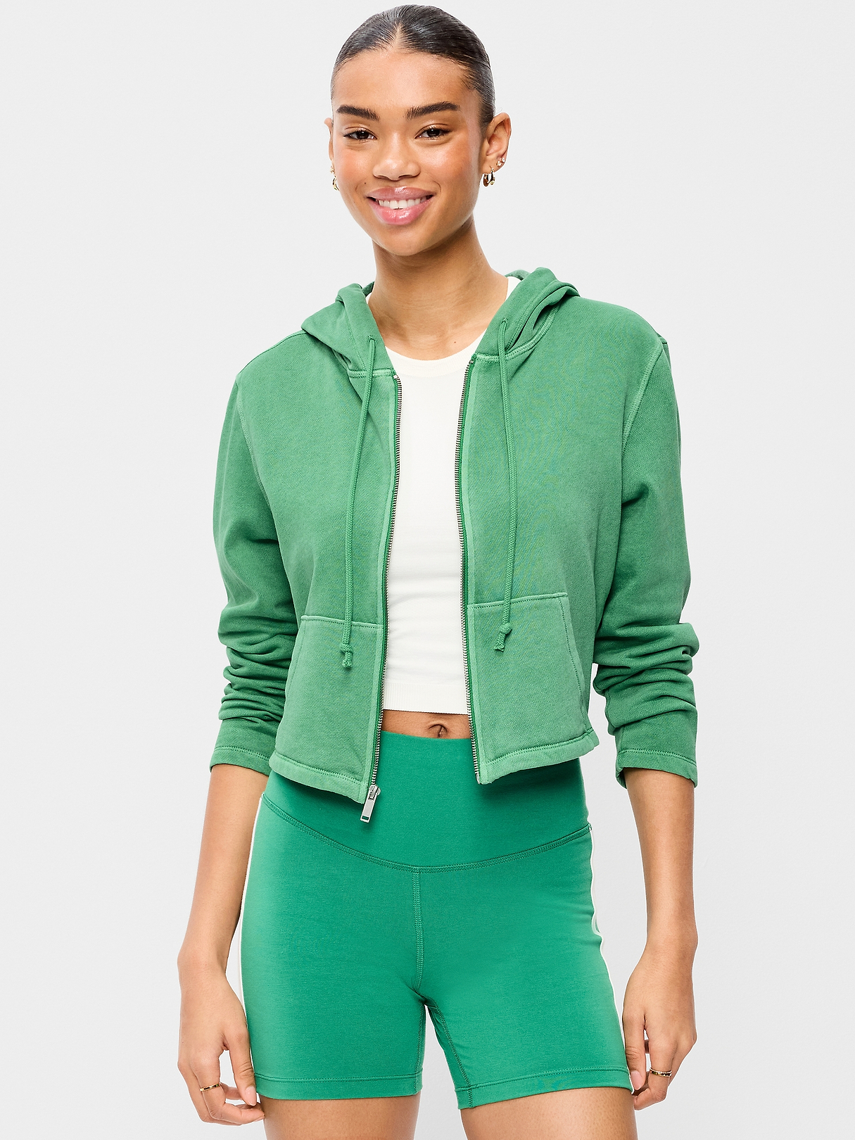 Shrunken Cropped Zip Hoodie Sweatshirt | Old Navy