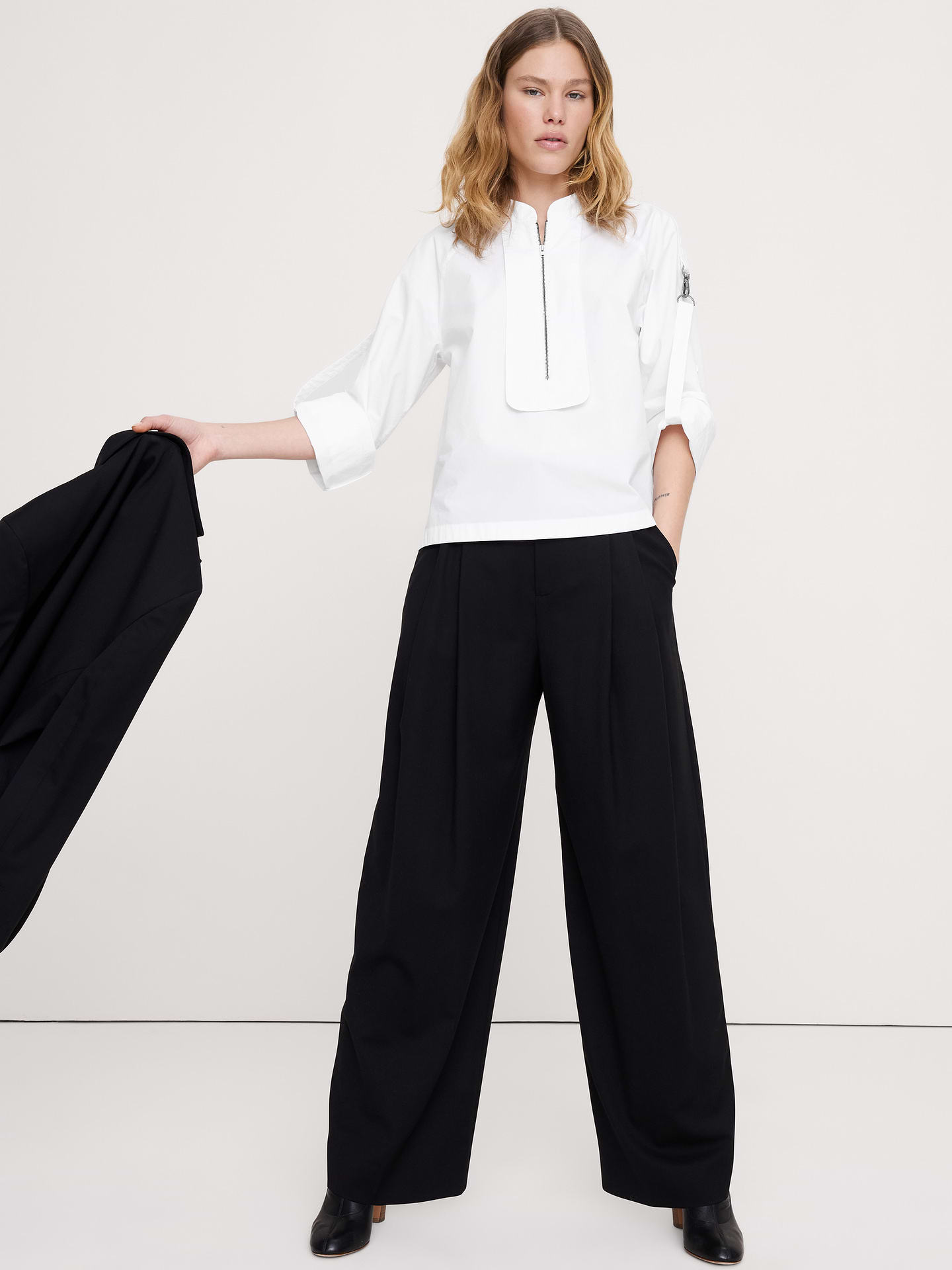 Image number 1 showing, Cotton Poplin Zip Popover Top
