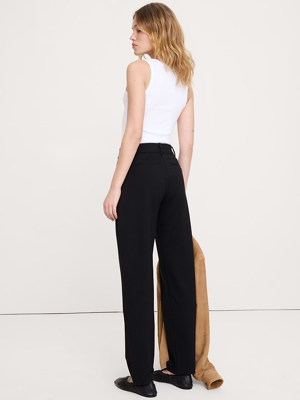 High-Rise Slim Drapey Ponte Pull-On Pant