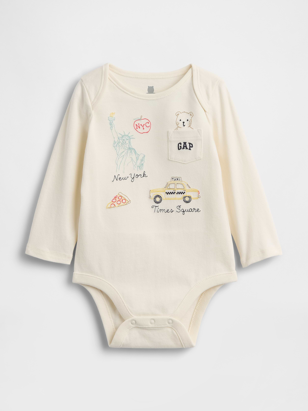 Baby First Favorites Organic Cotton NYC Logo Pocket Bodysuit