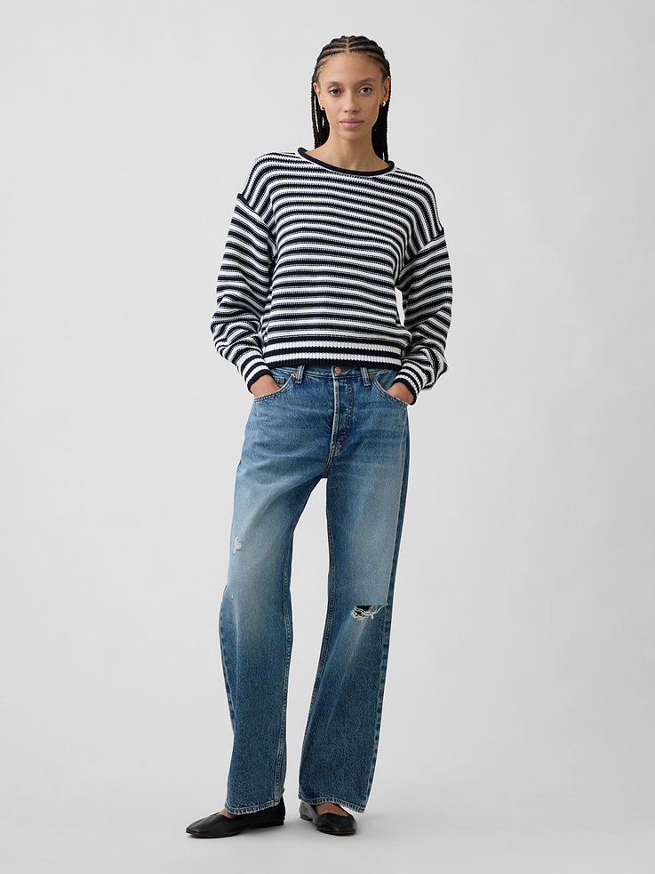 Image 3 of 5, Relaxed Stripe Rollneck Sweater