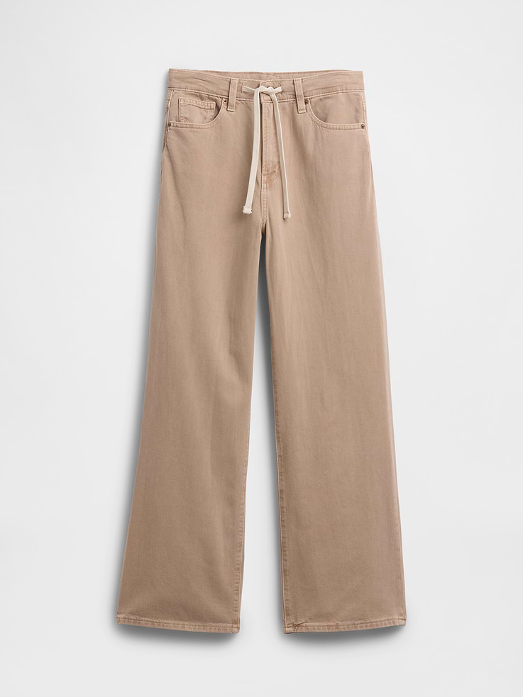 Image number 7 showing, High Rise Drawstring Wide-Leg Jeans
