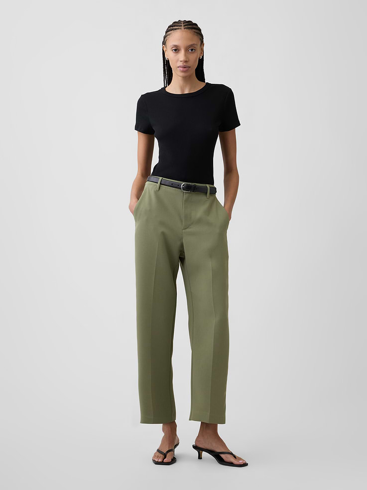 Image number 1 showing, 100% Recycled Easy Straight Crop Trousers