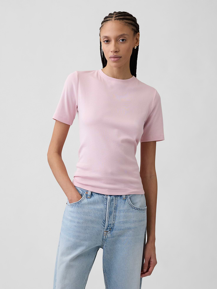 Image number 1 showing, Modern Ribbed Crewneck T-Shirt