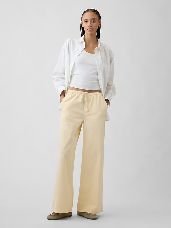 Mid Rise Soft Pull-On Wide-Leg Jeans