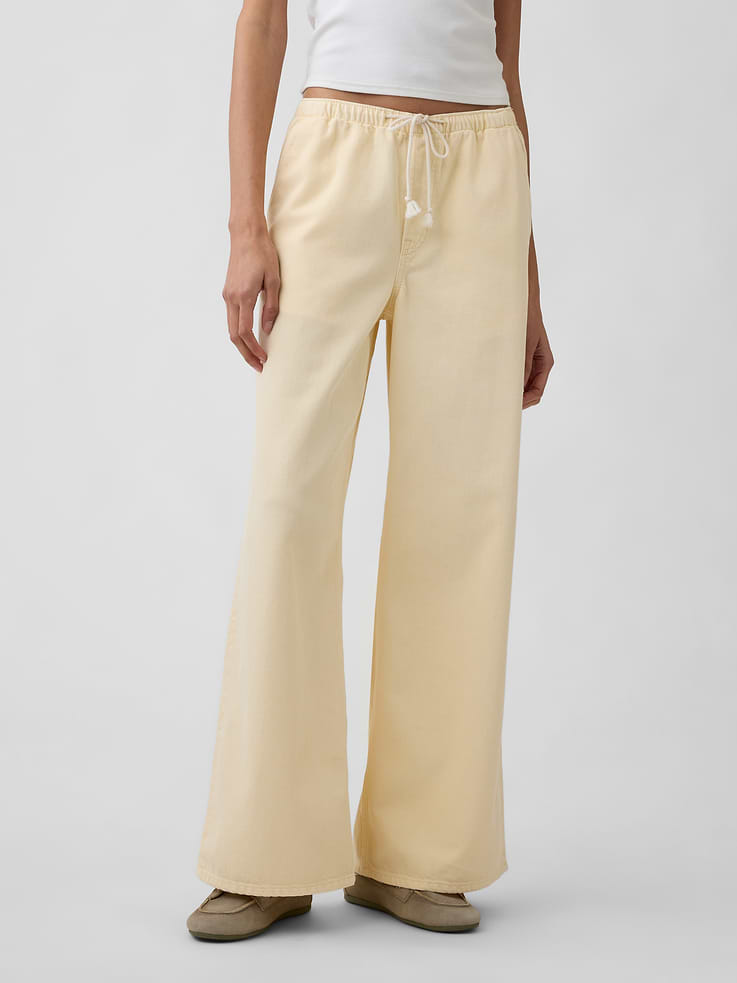 Image number 2 showing, Mid Rise Soft Pull-On Wide-Leg Jeans