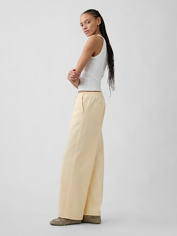 Mid Rise Soft Pull-On Wide-Leg Jeans
