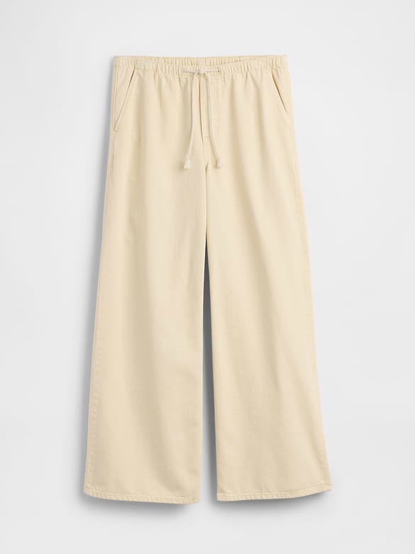 Mid Rise Soft Pull-On Wide-Leg Jeans