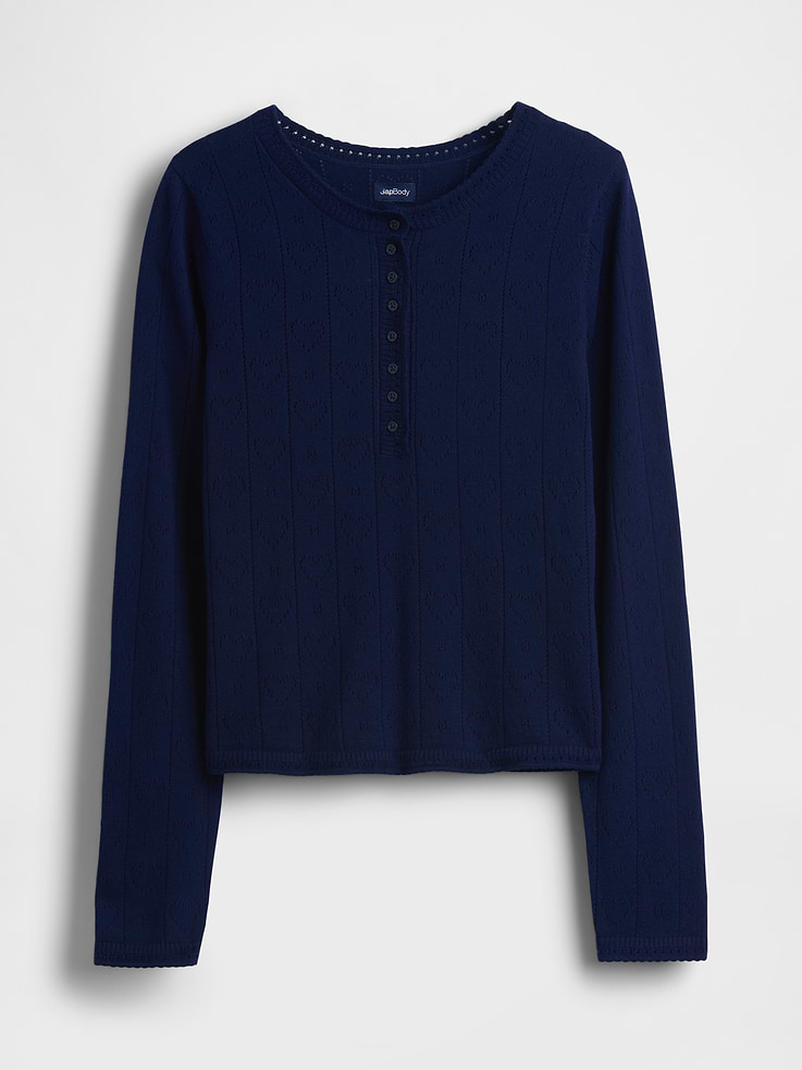 L'image numéro 4 présente Haut de pyjama léger à cœur en tricot pointelle Effet cachemire