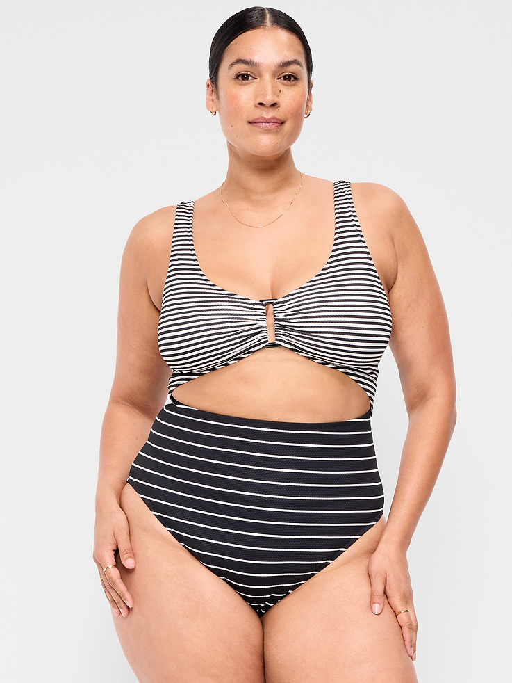 L'image numéro 7 présente Maillot de bain une-pièce texturé à découpe