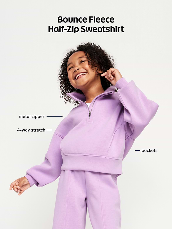 Bounce Fleece Half-Zip Pullover Sweatshirt for Girls