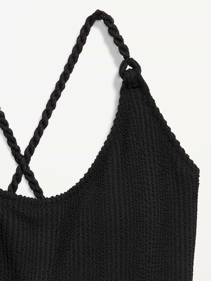 Image number 9 showing, Ribbed Braided-Strap One-Piece Swimsuit