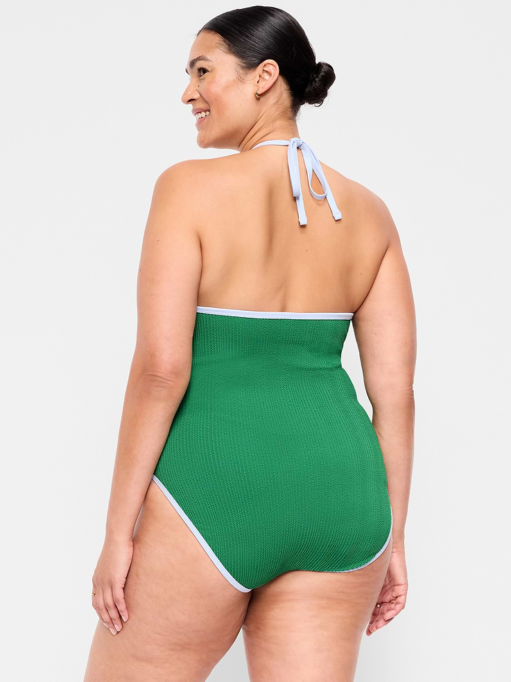 L'image numéro 8 présente Maillot de bain une-pièce bain de soleil côtelé à encolure en V