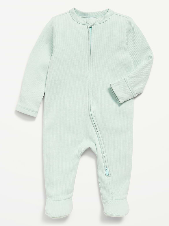 Textured Ribbed 2-Way-Zip Sleep & Play Footed One-Piece for Baby