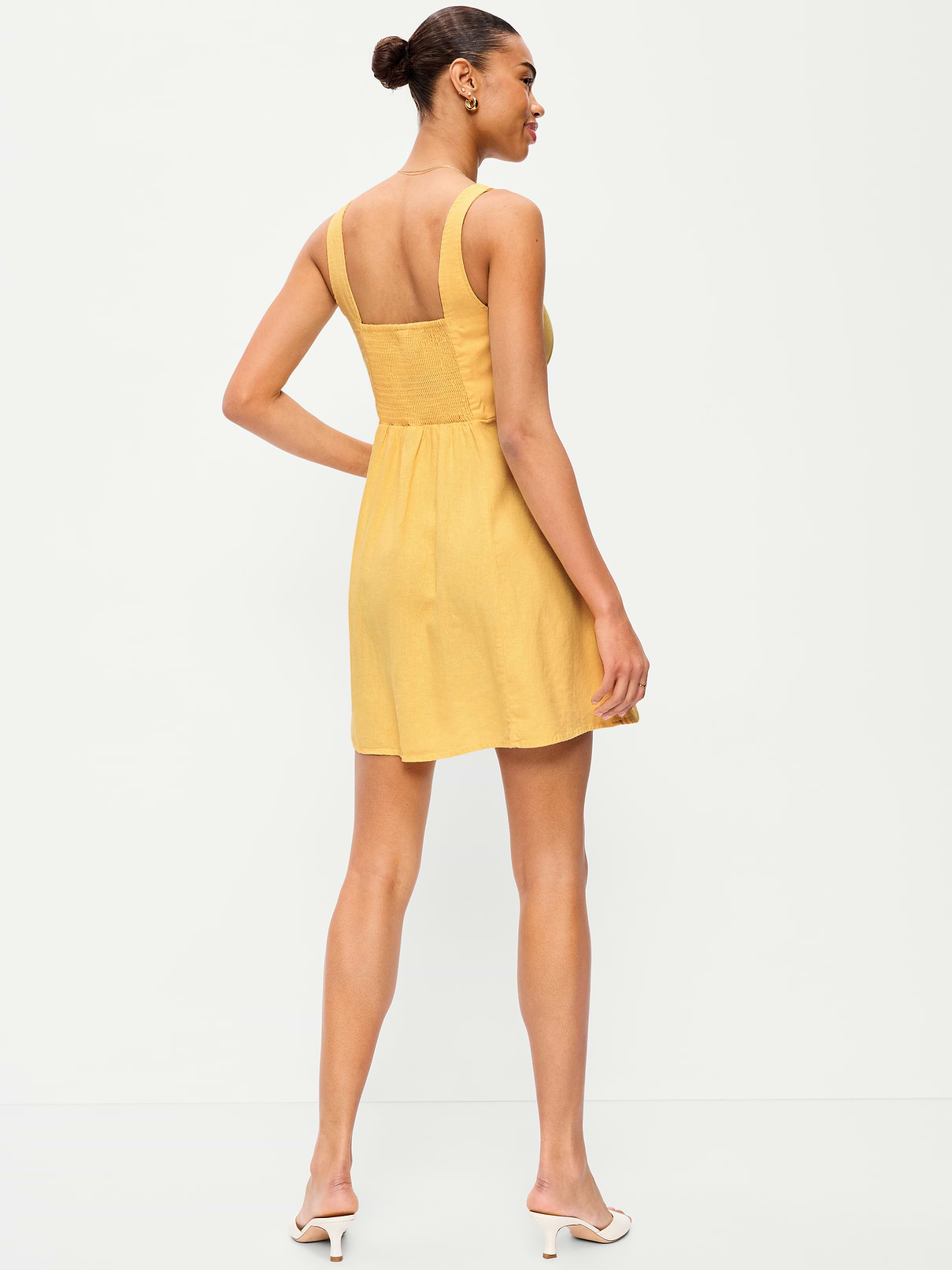 Image 2 of 9, Fit & Flare Linen Mini Dress, Has Pockets