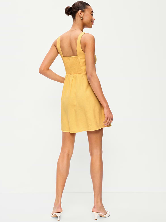 Fit & Flare Linen Mini Dress