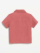 Image number 2 showing, Short-Sleeve Double-Weave Cotton Shirt for Toddler Boys