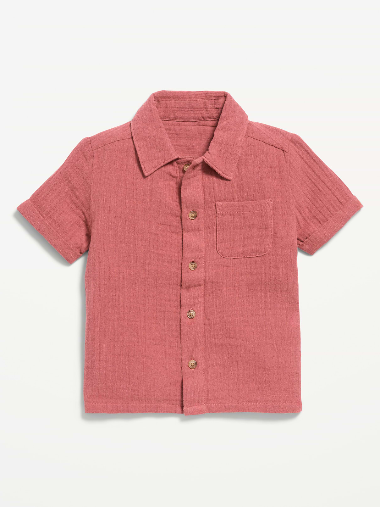 Image number 1 showing, Short-Sleeve Double-Weave Cotton Shirt for Toddler Boys