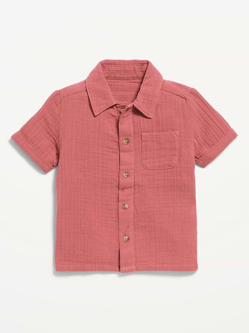 Short Short-Sleeve Double-Weave Cotton Shirt for Toddler Boys on clearance at Old Navy — 50% off