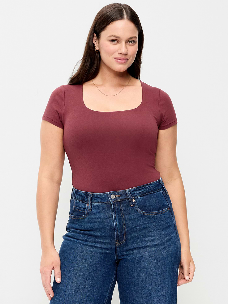 Image 6 of 9, Hug Double-Layer Scoop-Neck Top