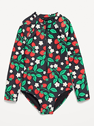 Image number 1 showing, Long-Sleeve Rashguard Swim One-Piece for Girls