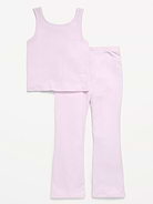 Image number 2 showing, Ribbed Pajama Tank Top and Flare Pants Set for Girls